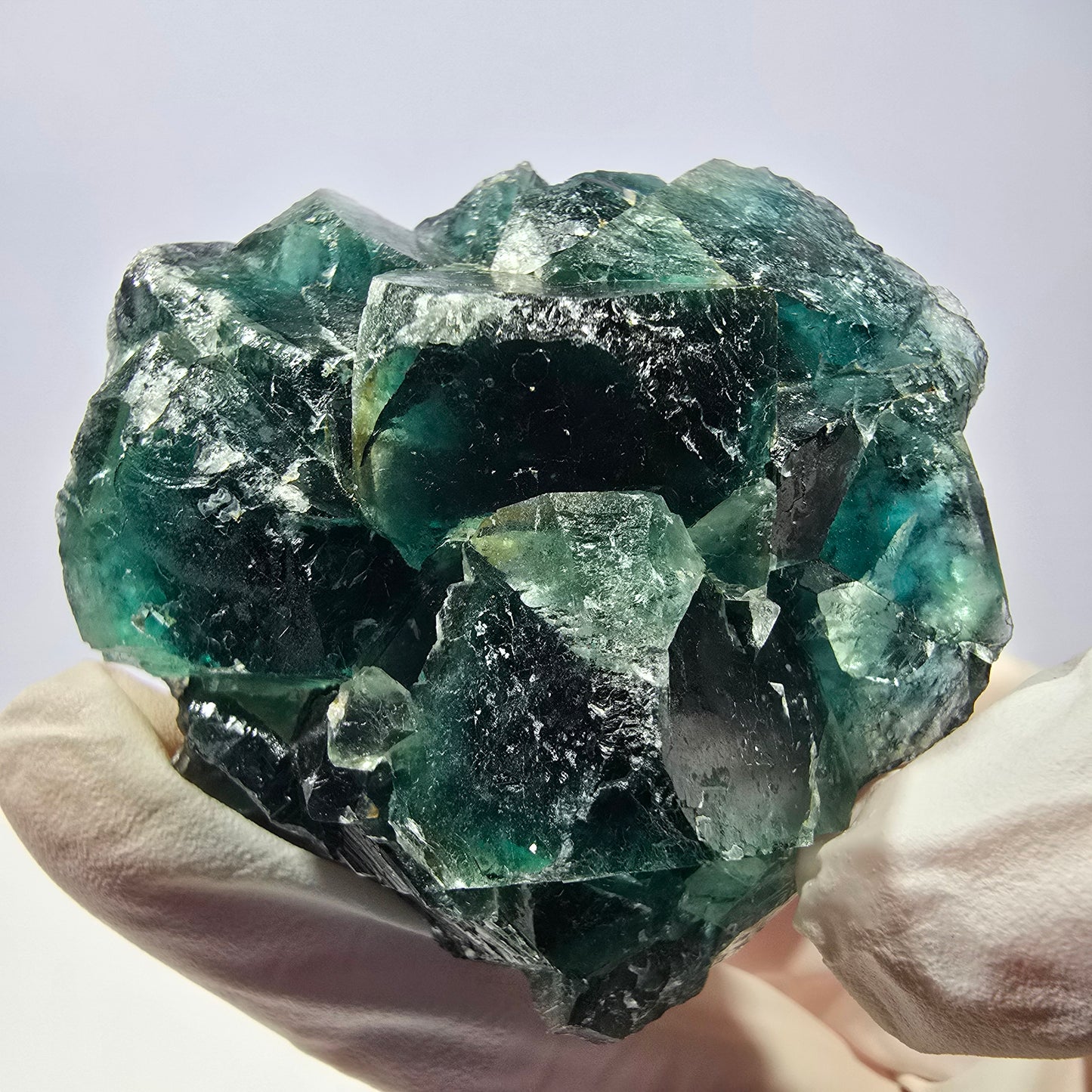 Spécimen de cube de fluorite fantôme, parqueté vert violet Okorusu, Namibie 53*49*28 mm 
