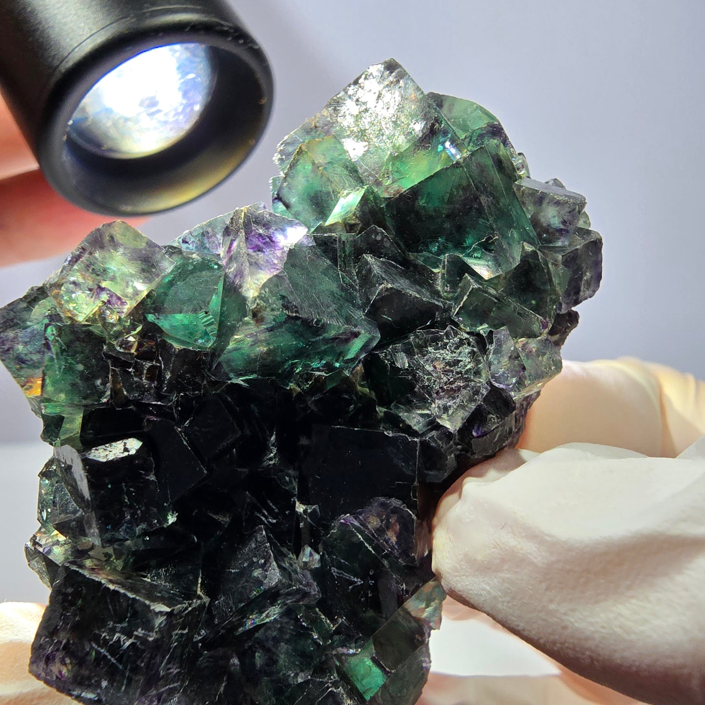 Phantom Fluorite Cube Specimen, parquetted green purple Okorusu, Namibia 52*41*18mm 