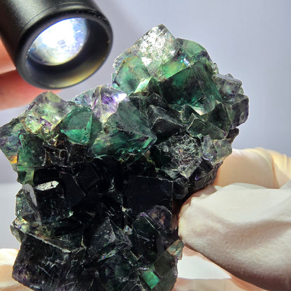 Phantom Fluorite Cube Specimen, parquetted green purple Okorusu, Namibia 52*41*18mm 
