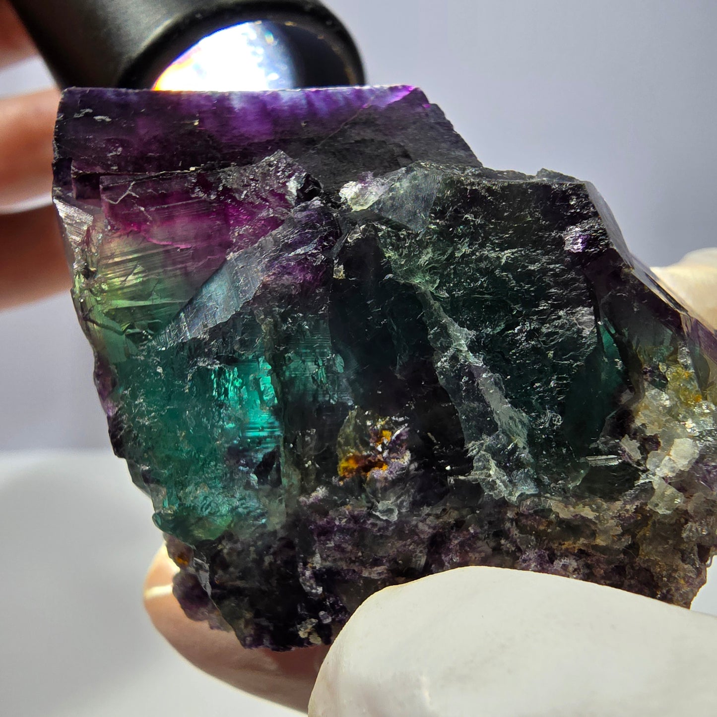 Spécimen de cube de fluorite fantôme, parqueté vert violet Okorusu, Namibie 56*51*45 mm 