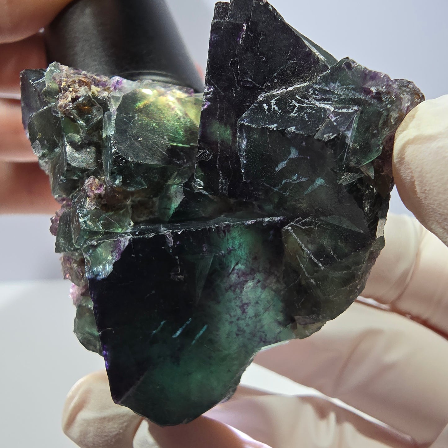 Spécimen de cube de fluorite fantôme, parqueté vert violet Okorusu, Namibie 56*43*28 mm 