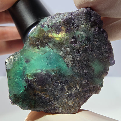 Spécimen de cube de fluorite fantôme, parqueté vert violet Okorusu, Namibie 56*43*28 mm 