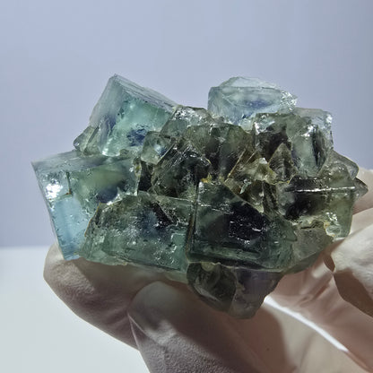 Phantom Fluorite Cube Specimen, parquetted green purple Okorusu, Namibia 49*34*13mm 