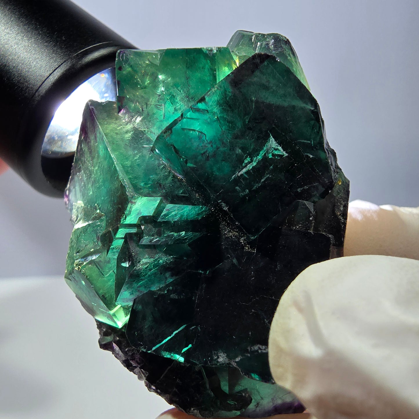 Spécimen de cube de fluorite fantôme, parqueté vert violet Okorusu, Namibie 54*40*27 mm 