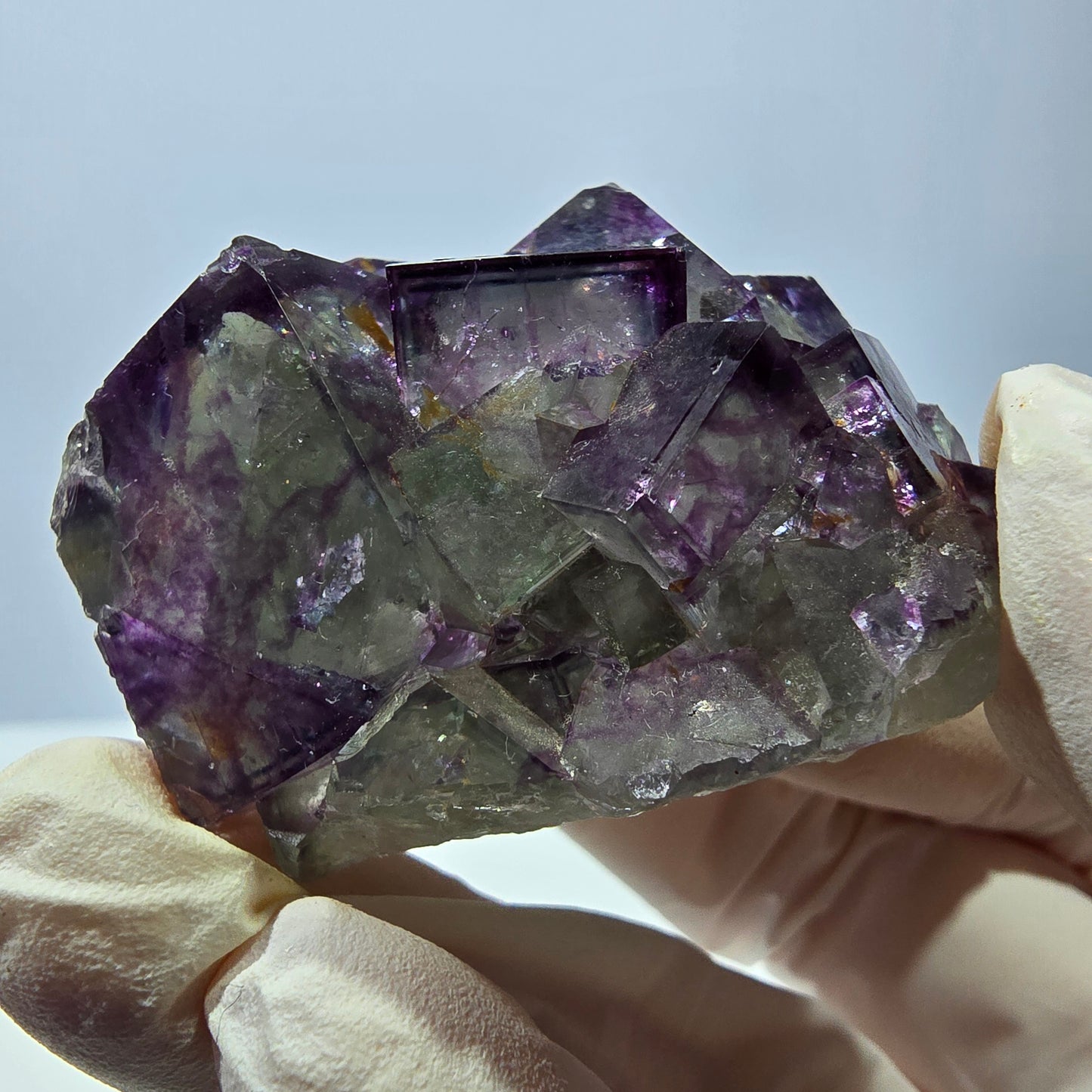 Spécimen de cube de fluorite fantôme, parqueté vert violet Okorusu, Namibie 46*41*26 mm 