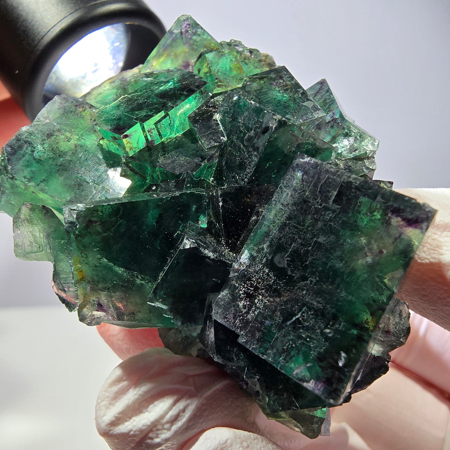Phantom Fluorite Cube Specimen, parquetted green purple Okorusu, Namibia 52*46*32mm 