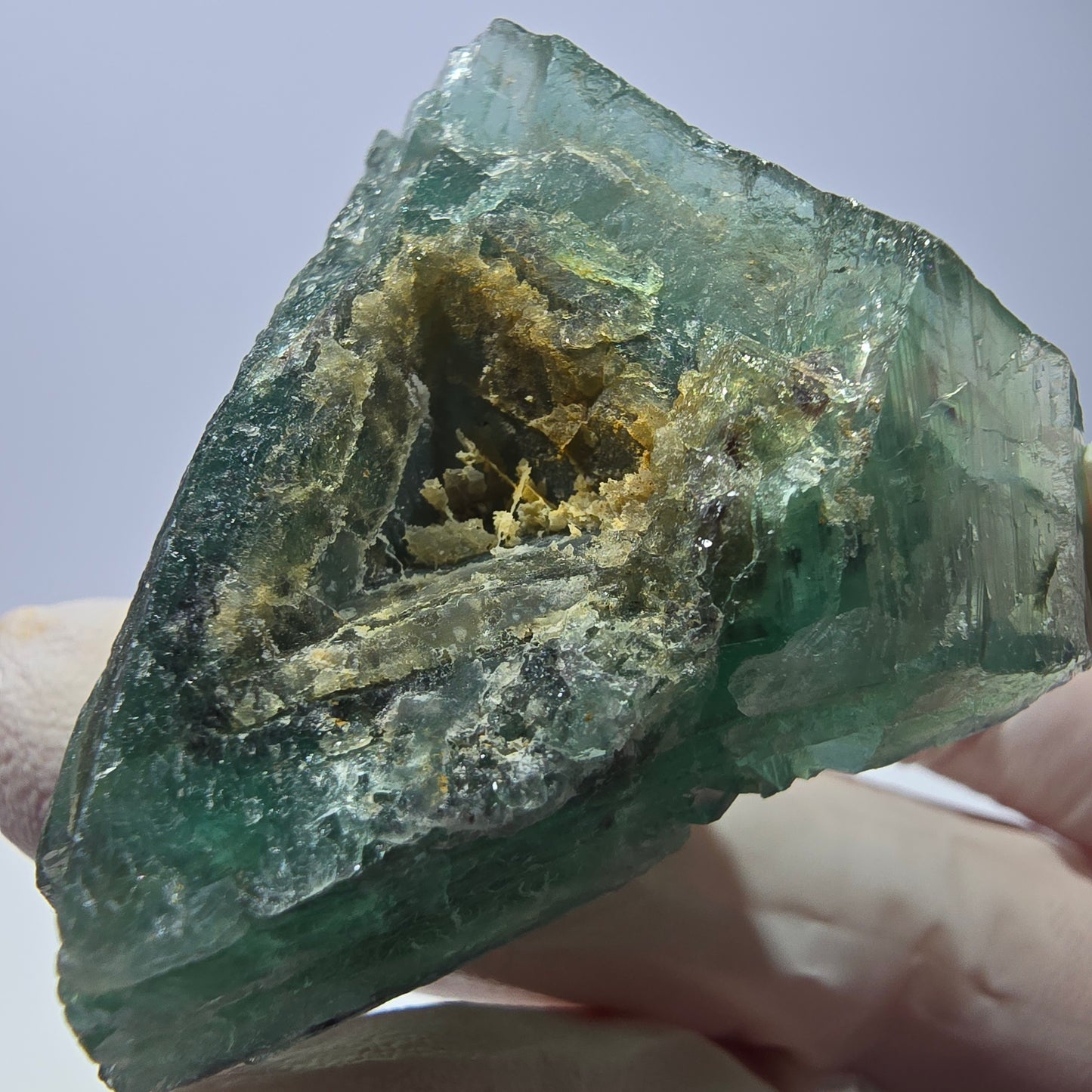 Spécimen de cube de fluorite fantôme, parqueté vert violet Okorusu, Namibie 43*42*32 mm 
