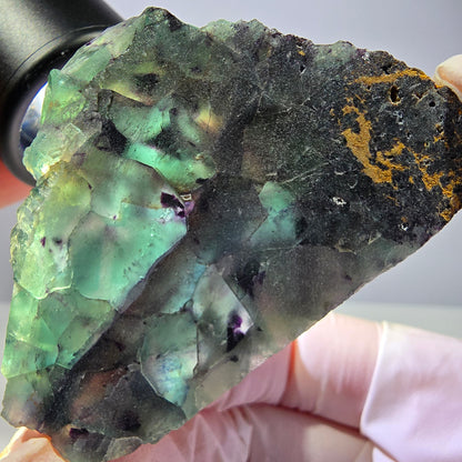 Spécimen de cube de fluorite fantôme, parqueté vert violet Okorusu, Namibie 64*41*19 mm 