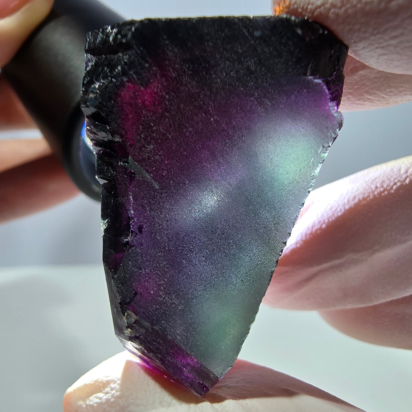 Spécimen de cube de fluorite fantôme, parqueté vert violet Okorusu, Namibie 39*25*29 mm 
