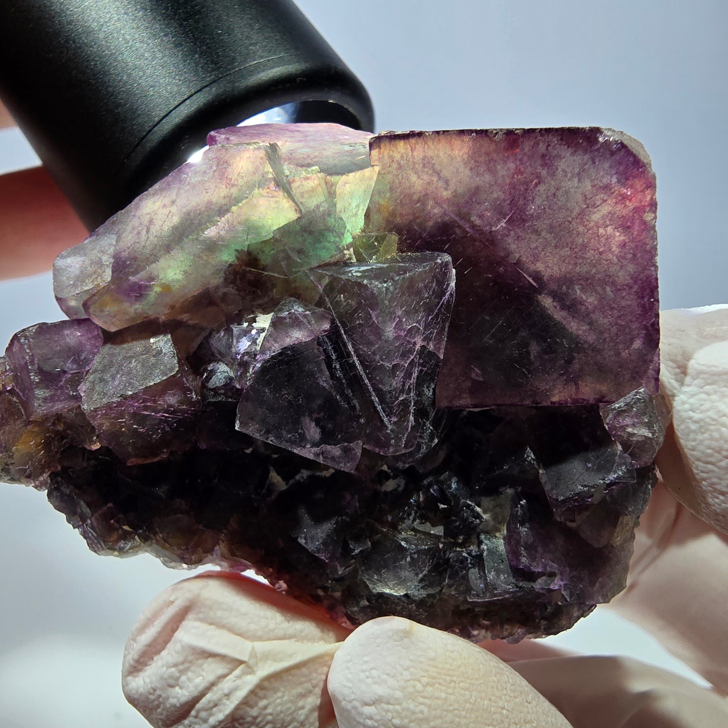 Rare spécimen de cube de fluorite fantôme, vert-violet, Okorusu, Namibie, 53 x 43 x 28 mm 