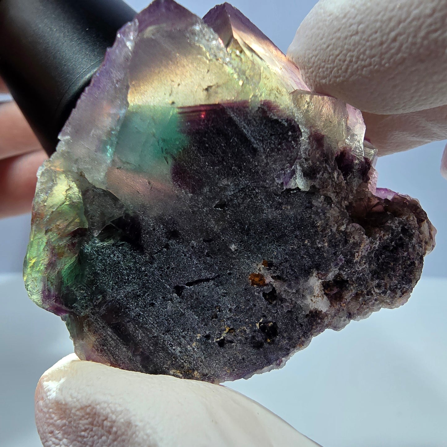 Rare spécimen de cube de fluorite fantôme, vert-violet, Okorusu, Namibie, 53 x 43 x 28 mm 