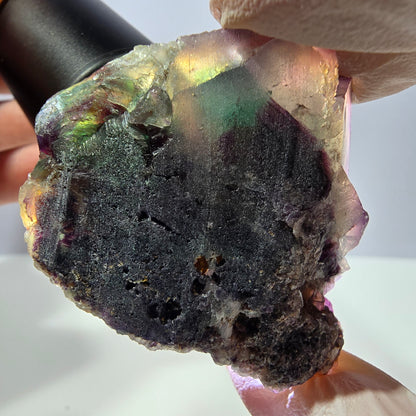 Rare spécimen de cube de fluorite fantôme, vert-violet, Okorusu, Namibie, 53 x 43 x 28 mm 