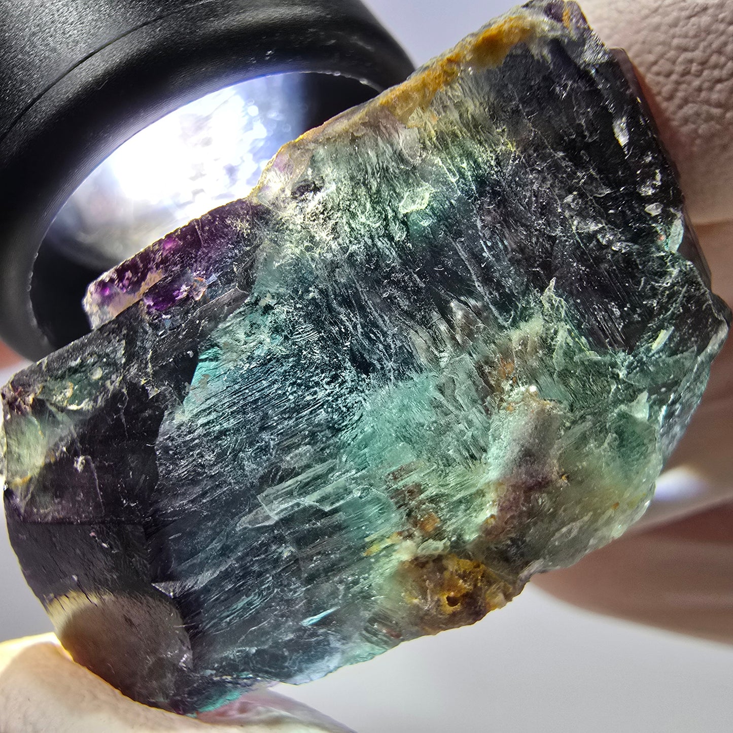 Spécimen de cube de fluorite fantôme, parqueté vert violet Okorusu, Namibie 31*30*20 mm 
