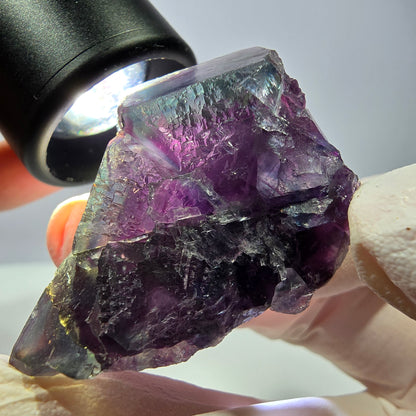 Rare spécimen de cube de fluorite fantôme, vert-violet, Okorusu, Namibie, 46 x 34 x 20 mm 