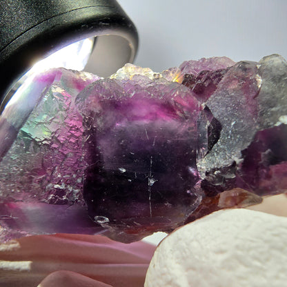 Rare spécimen de cube de fluorite fantôme, vert-violet, Okorusu, Namibie, 46 x 34 x 20 mm 