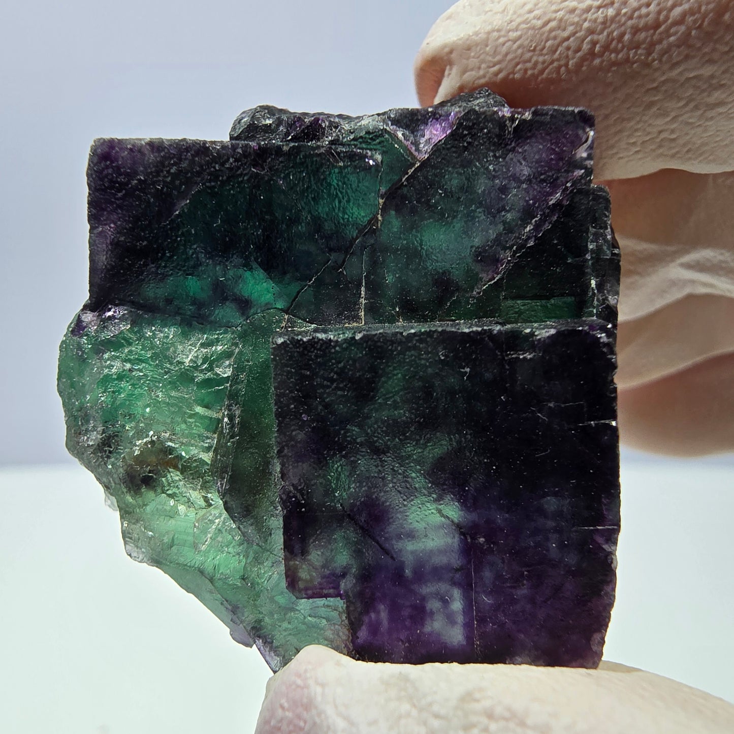 Spécimen de cube de fluorite fantôme, parqueté vert violet Okorusu, Namibie 39*33*22 mm 