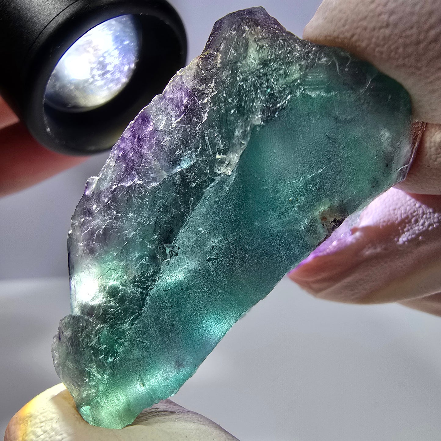 Spécimen de cube de fluorite fantôme, parqueté vert violet Okorusu, Namibie 49*30*22 mm 