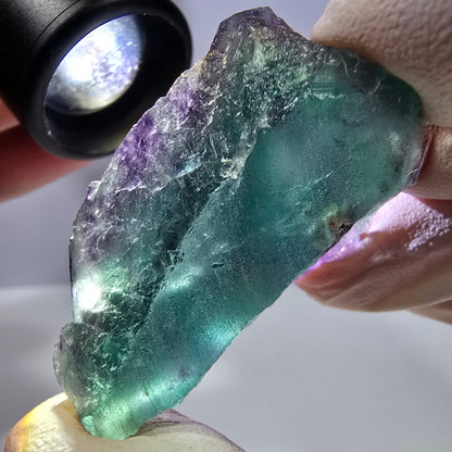 Spécimen de cube de fluorite fantôme, parqueté vert violet Okorusu, Namibie 49*30*22 mm 
