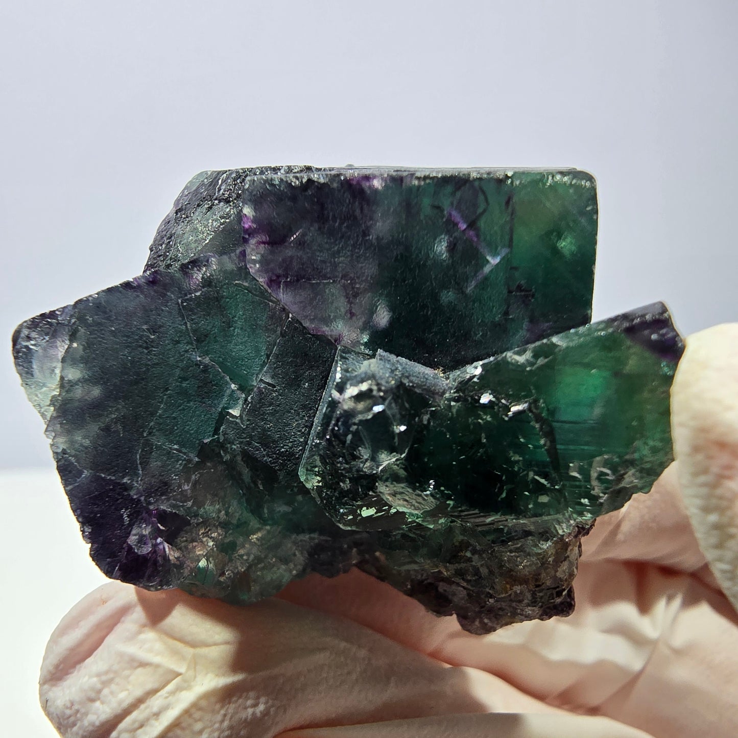 Spécimen de cube de fluorite fantôme, parqueté vert violet Okorusu, Namibie 45*33*24 mm 