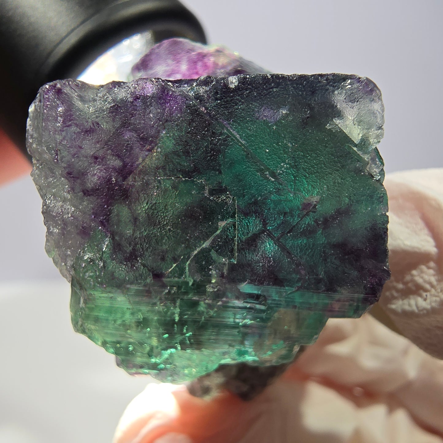 Spécimen de cube de fluorite fantôme, parqueté vert violet Okorusu, Namibie 45*33*24 mm 