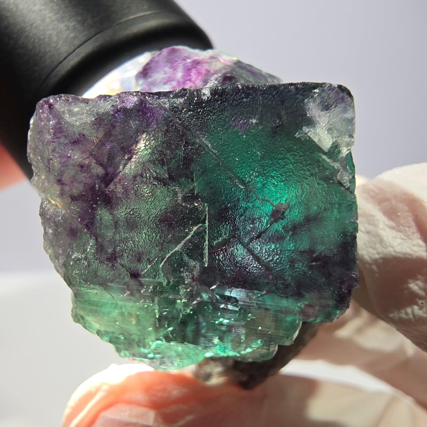 Spécimen de cube de fluorite fantôme, parqueté vert violet Okorusu, Namibie 45*33*24 mm 