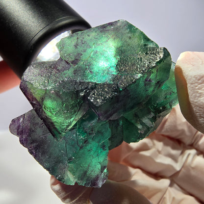 Spécimen de cube de fluorite fantôme, parqueté vert violet Okorusu, Namibie 45*33*24 mm 