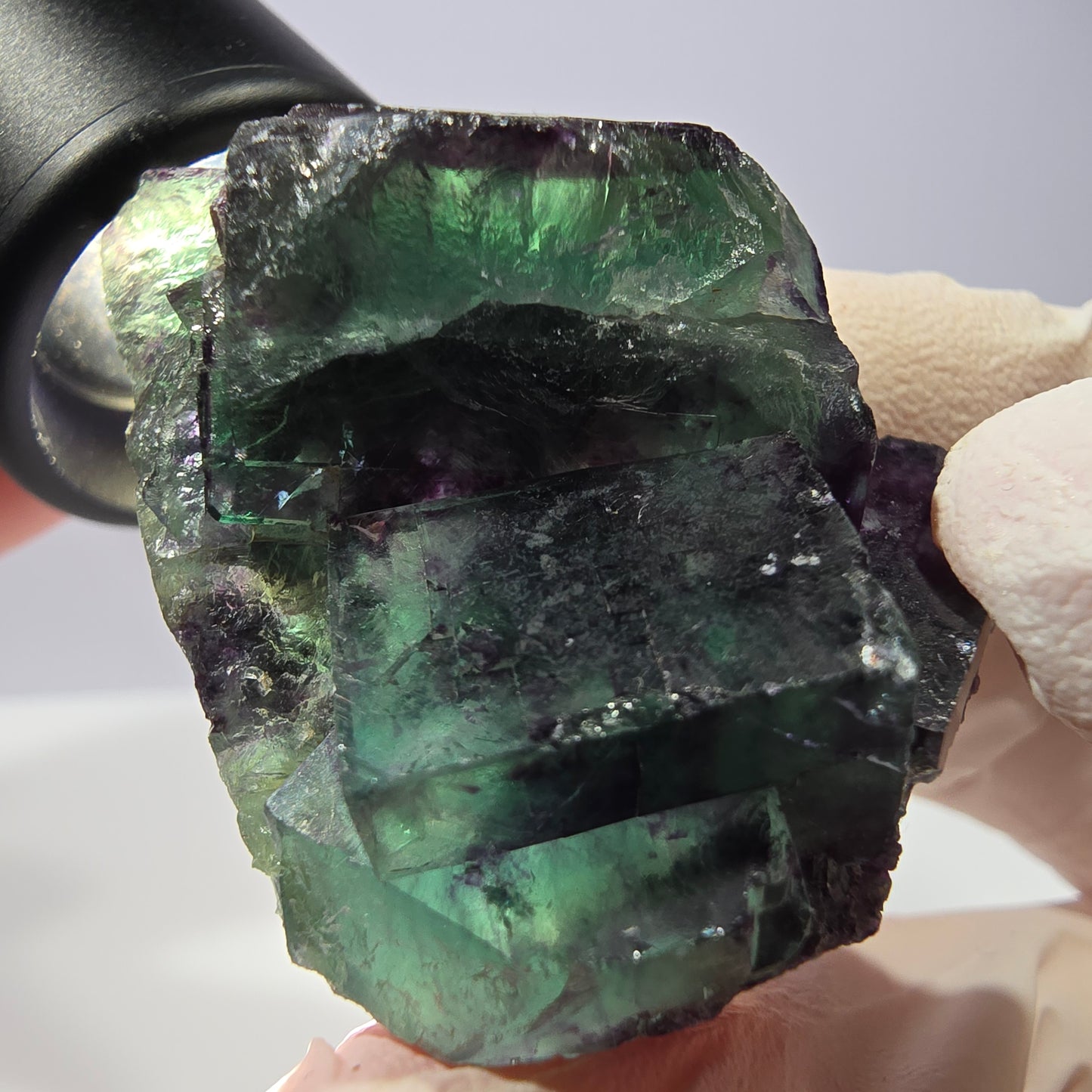 Spécimen de cube de fluorite fantôme, parqueté vert violet Okorusu, Namibie 47*35*24 mm 