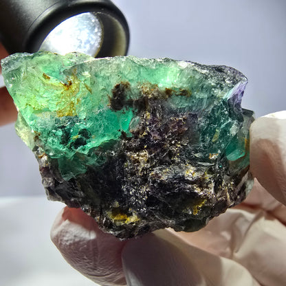 Phantom Fluorit Würfel Stufe, parkettiert grün lila Okorusu, Namibia 51*40*21mm