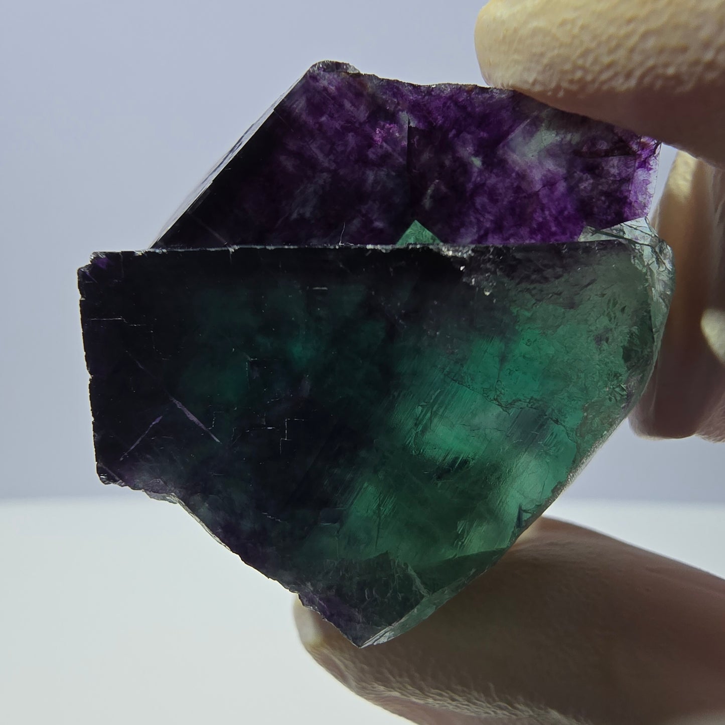 Spécimen de cube de fluorite fantôme, parqueté vert violet Okorusu, Namibie 38*34*25 mm 