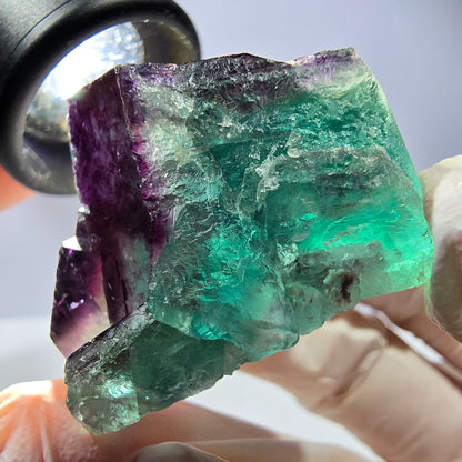 Spécimen de cube de fluorite fantôme, parqueté vert violet Okorusu, Namibie 38*34*25 mm 