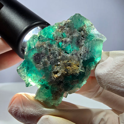 Spécimen de cube de fluorite fantôme transparente, vert Okorusu, Namibie 44 x 34 x 21 mm 