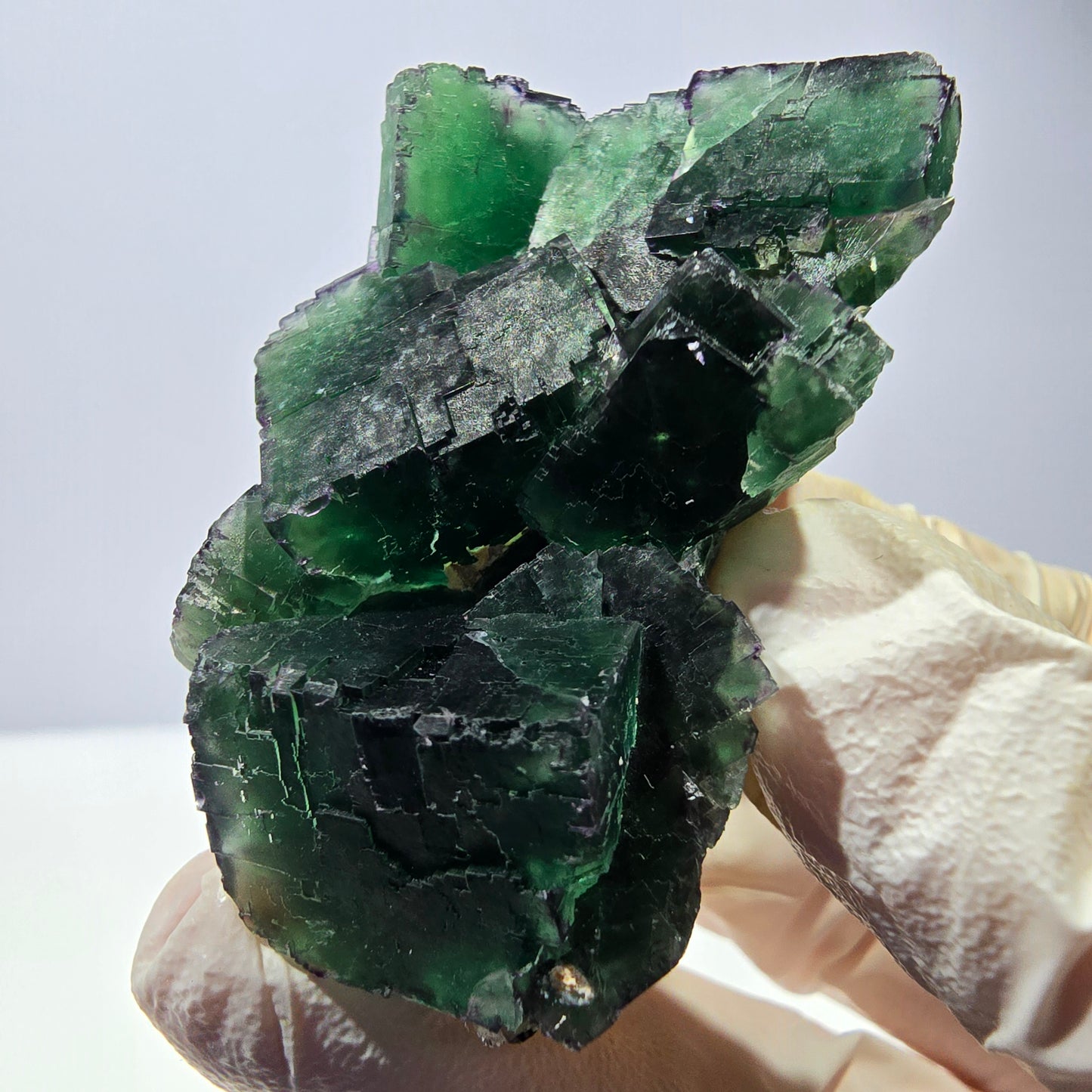 Spécimen de cube de fluorite fantôme, parqueté, zonal Okorusu, Namibie 51*38*29mm 