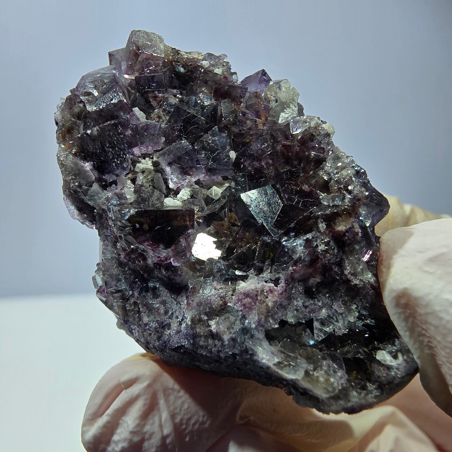 Rare cube de fluorite fantôme, spécimen de quartz violet Okorusu, Namibie, 43 x 31 x 27 mm 