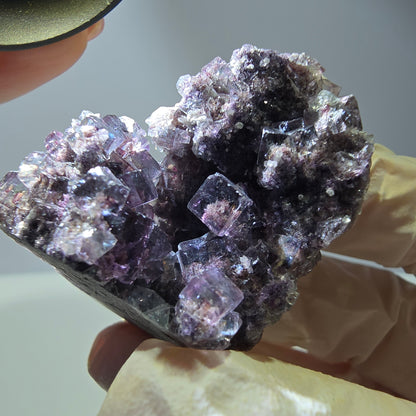 Rare cube de fluorite fantôme, spécimen de quartz violet Okorusu, Namibie, 43 x 31 x 27 mm 