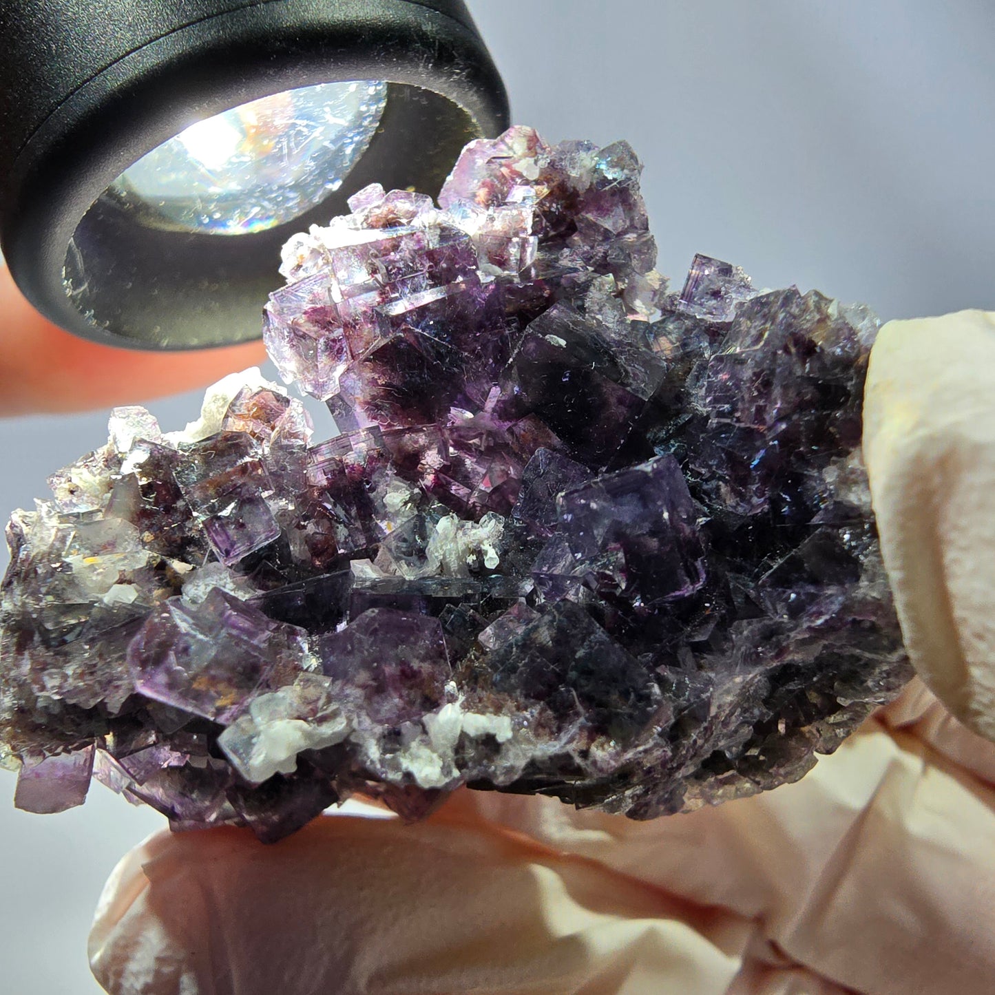 Rare cube de fluorite fantôme, spécimen de quartz violet Okorusu, Namibie, 43 x 31 x 27 mm 