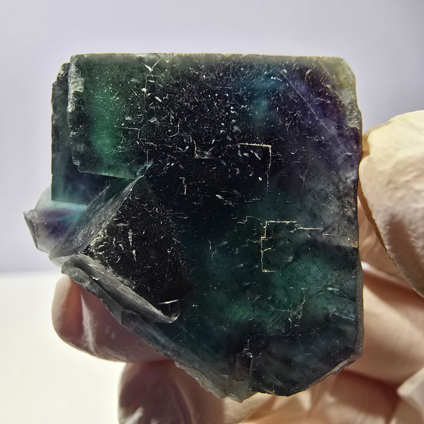 Rare spécimen de cube de fluorite fantôme, poche papillon, Okorusu, Namibie, 48 x 33 x 22 mm 