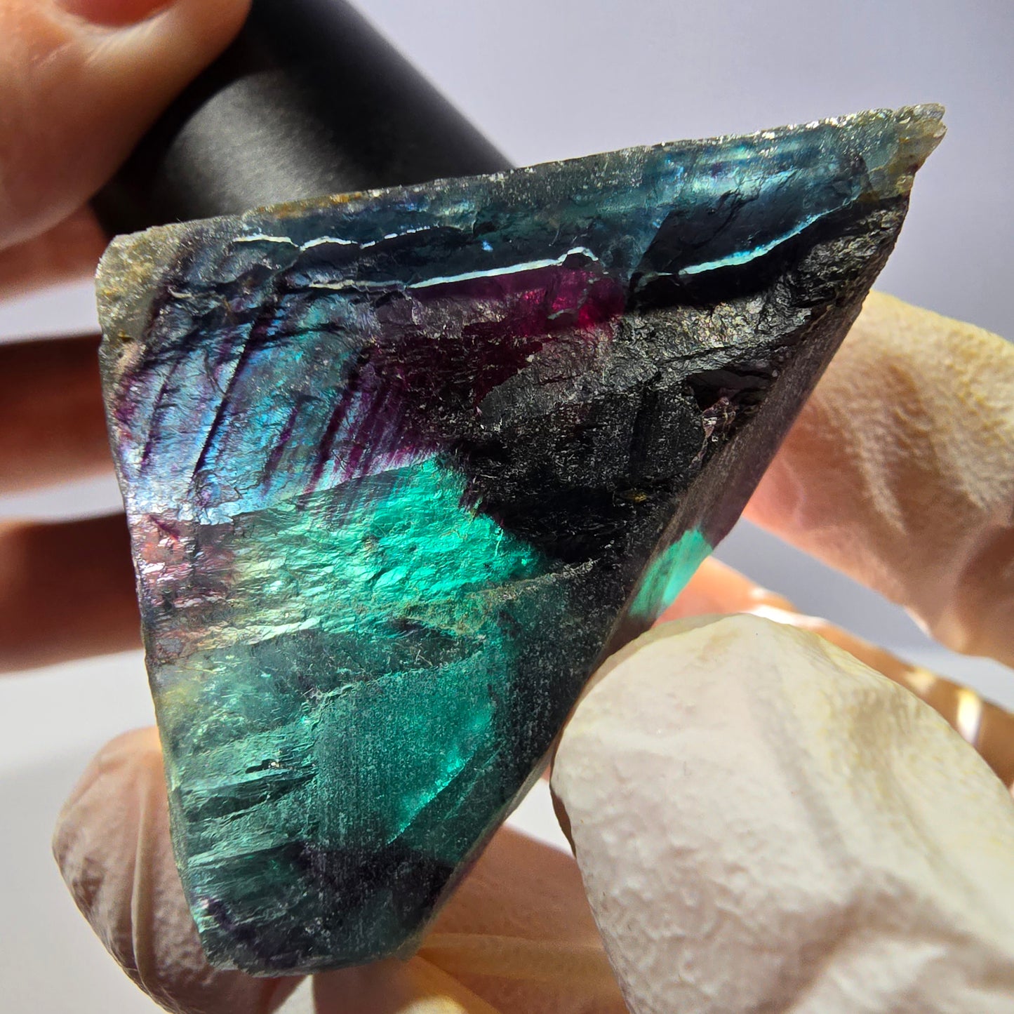 Rare spécimen de cube de fluorite fantôme, poche papillon, Okorusu, Namibie, 48 x 33 x 22 mm 