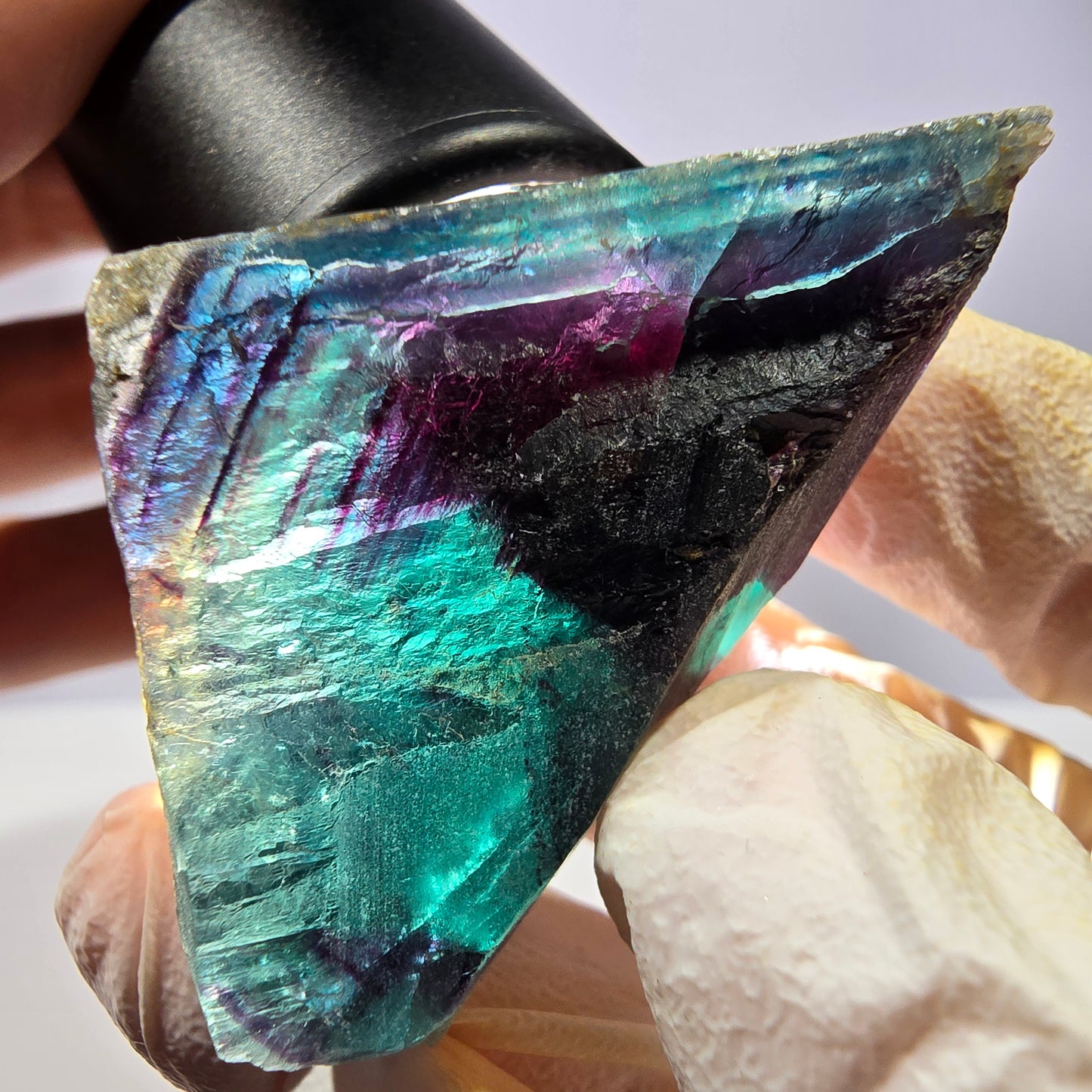 Rare spécimen de cube de fluorite fantôme, poche papillon, Okorusu, Namibie, 48 x 33 x 22 mm 