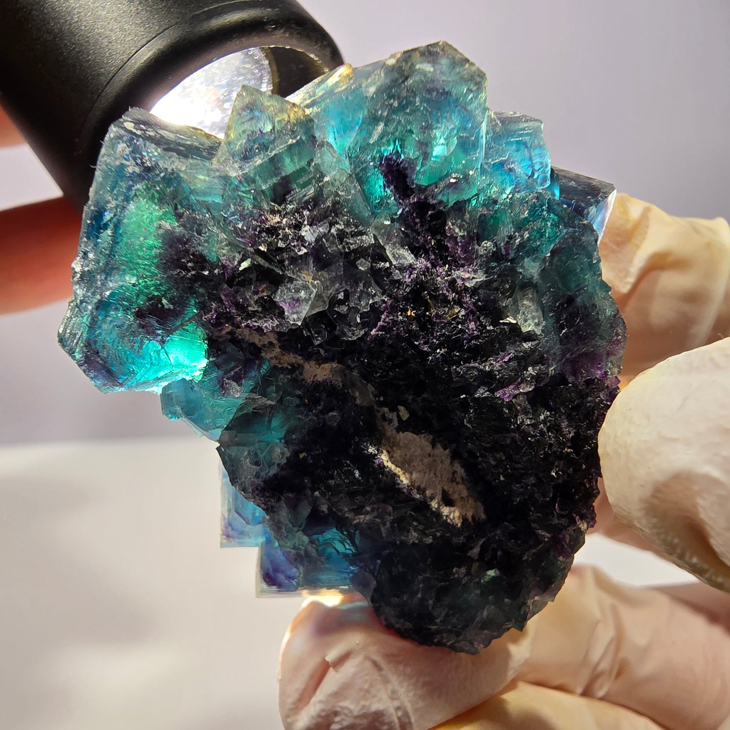 Rare spécimen de cube de fluorite fantôme, poche papillon, Okorusu, Namibie, 51 x 39 x 24 mm