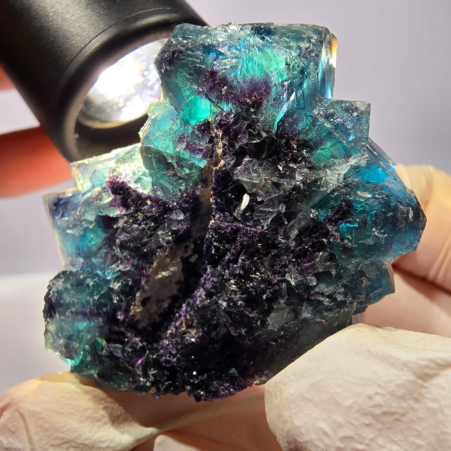 Rare spécimen de cube de fluorite fantôme, poche papillon, Okorusu, Namibie, 51 x 39 x 24 mm