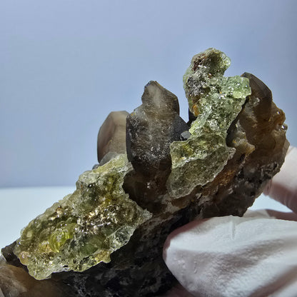 Seltene Hyalit Opal, Rauchquarz, Schörl Turmalin Stufe Erongo, Namibia 83*54*39mm