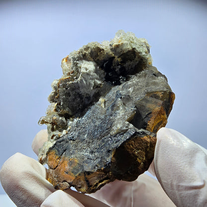 Hyalit Opal, Rauchquarz, Schörl Turmalin, Orthoklas Erongo, Namibia 71*58*45mm