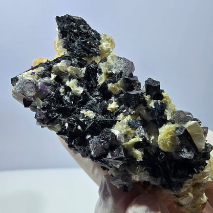 Spécimen de fluorite fantôme, tourmaline scholle, muscovite, Erongo, Namibie, 78 x 58 x 33 mm 