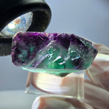 Spécimen rare de cube de fluorite, vert violet, Okorusu, Namibie, 29 x 26 x 15 mm 