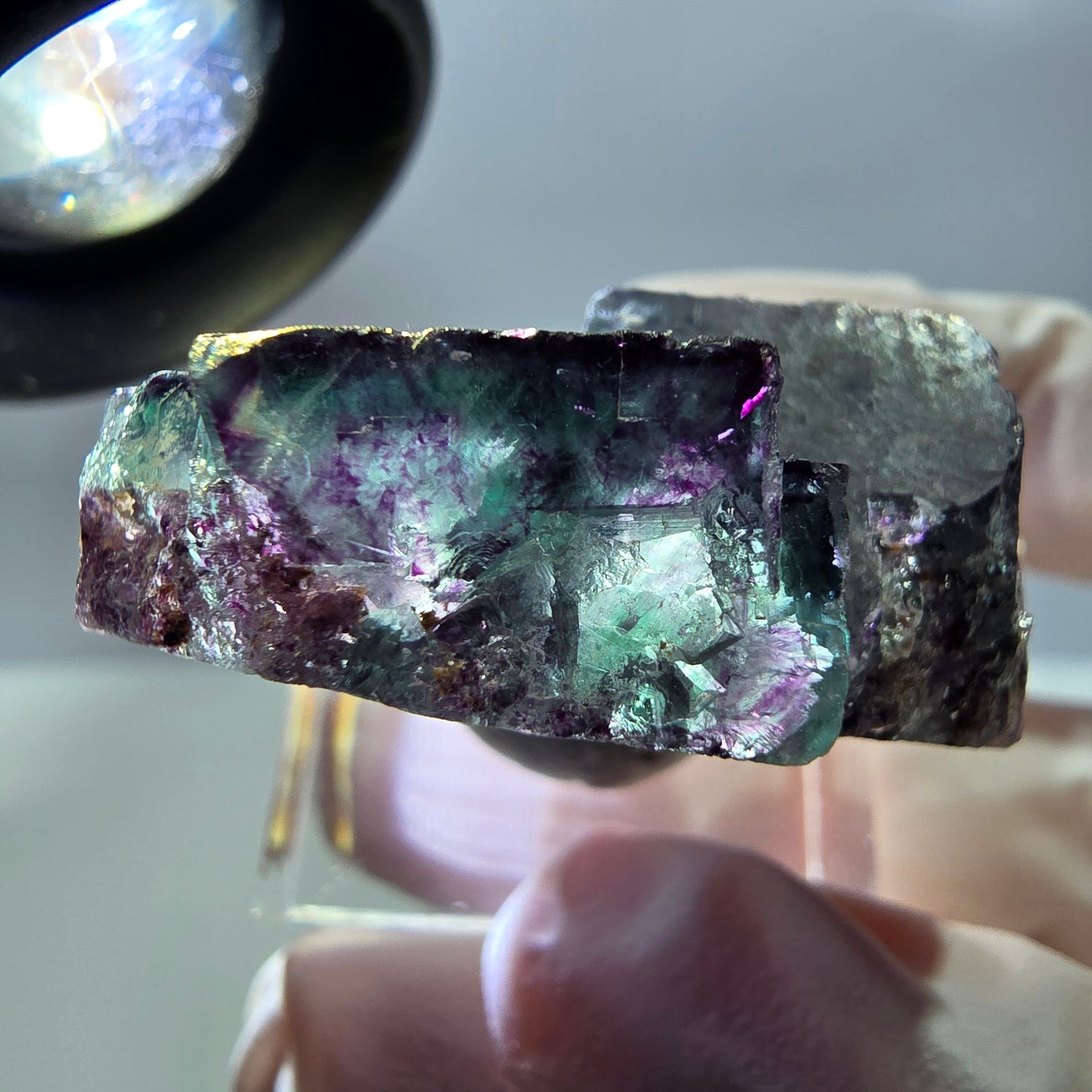 Seltene Fluorit Würfel Stufe, grün lila Okorusu, Namibia 42*30*16mm