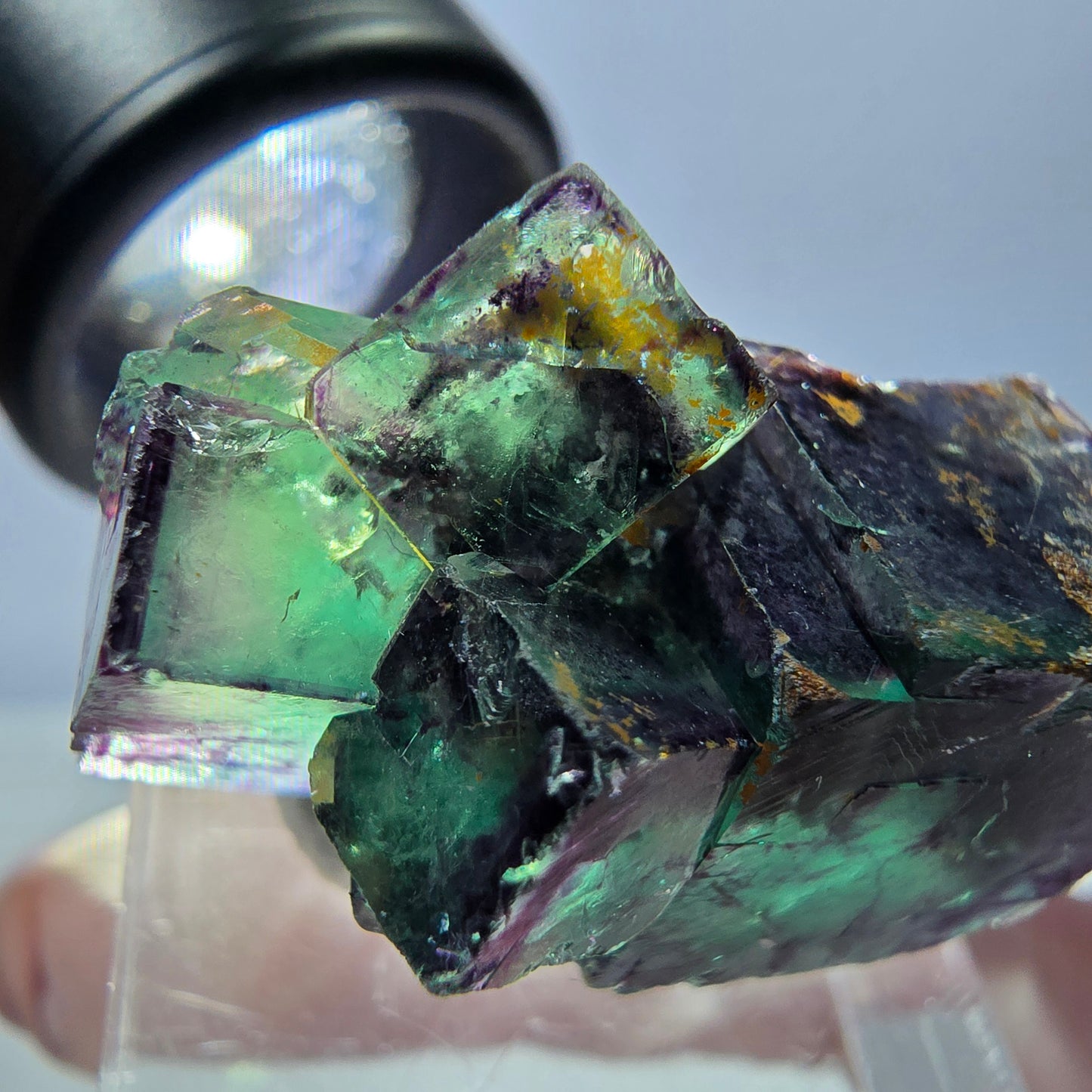Seltene Fluorit Würfel Stufe, grün lila Okorusu, Namibia 29*22*19mm