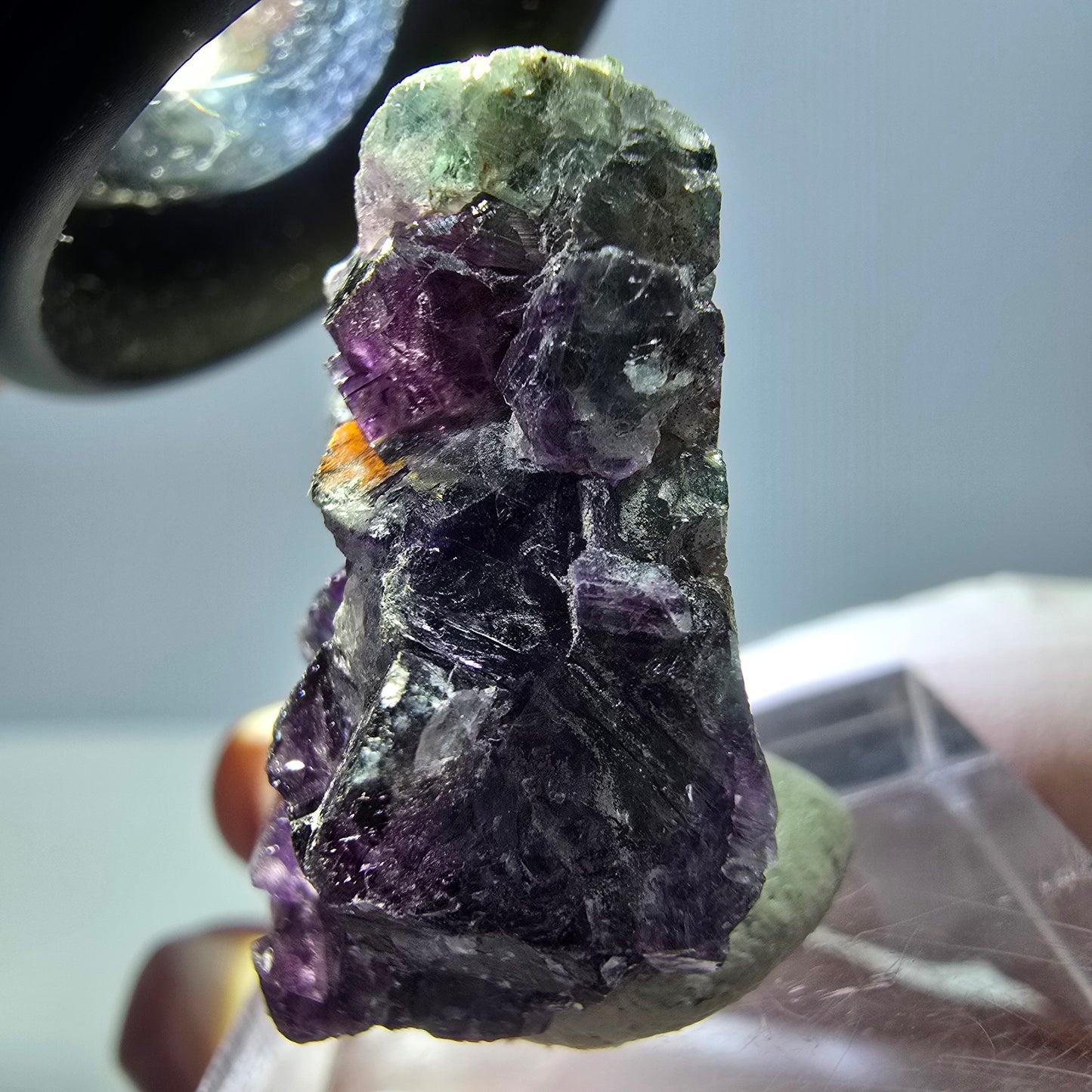 Phantom Fluorit Würfel Stufe, grün lila Okorusu, Namibia 27*25*13mm