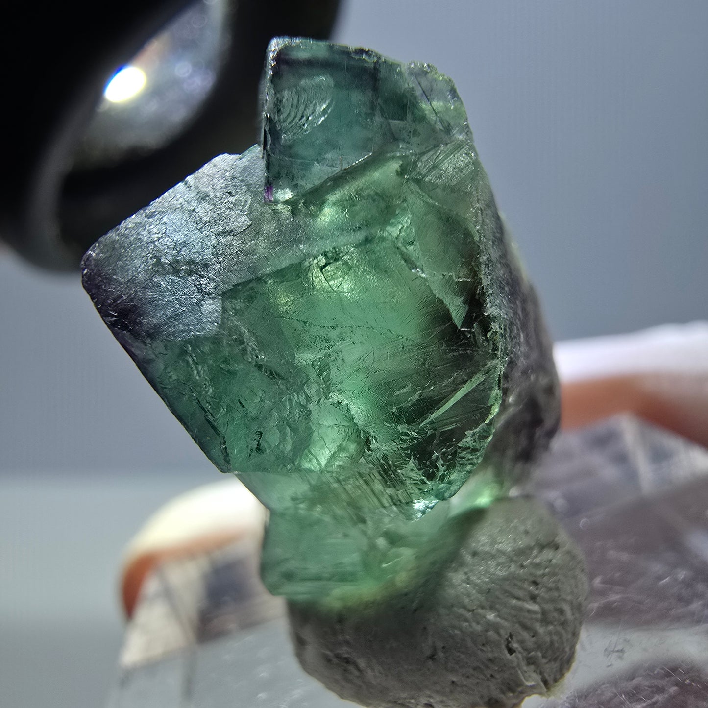 Phantom Fluorit Würfel Stufe, grün lila Okorusu, Namibia 20*16*15mm