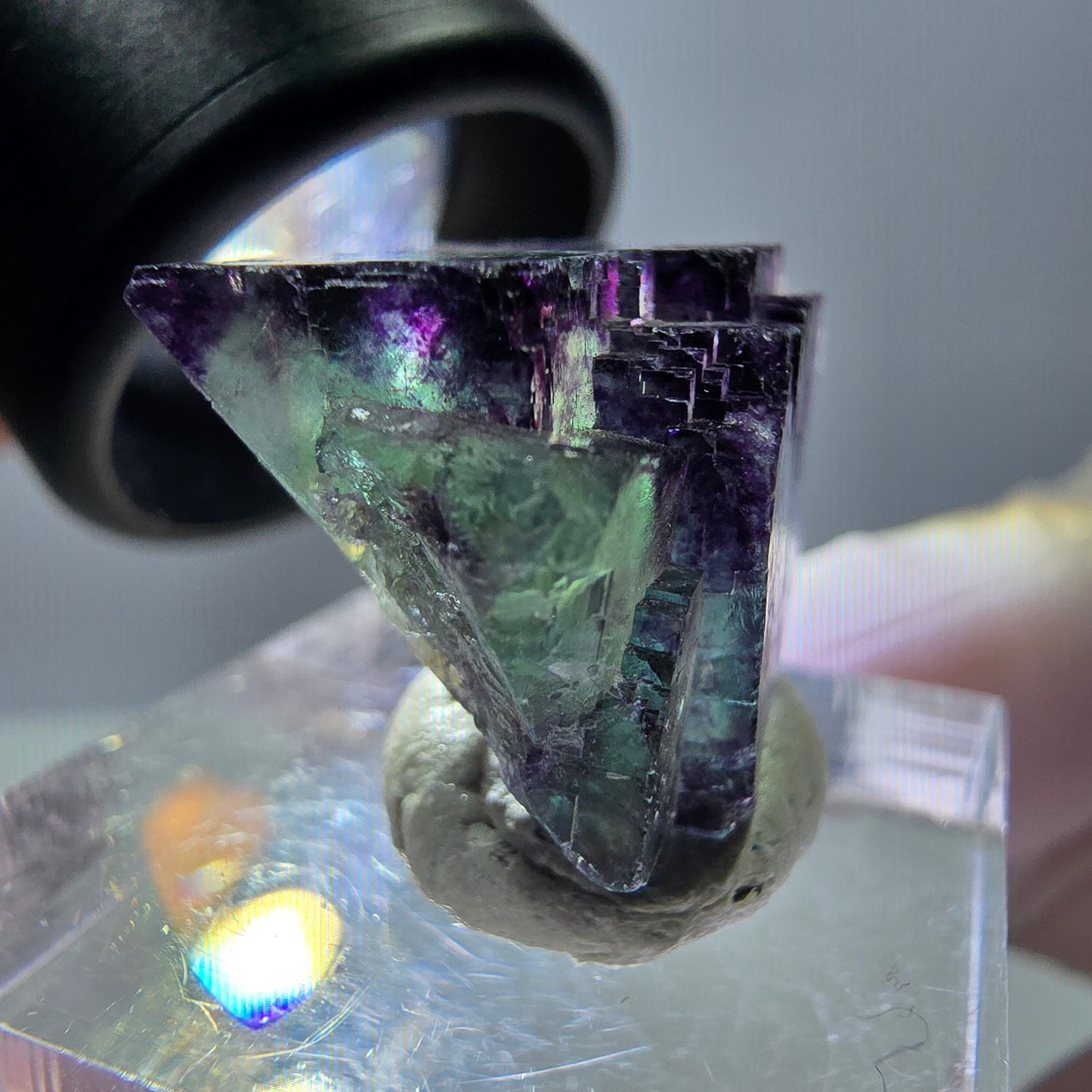 Phantom Fluorit Würfel Stufe, grün lila Okorusu, Namibia 21*20*12mm