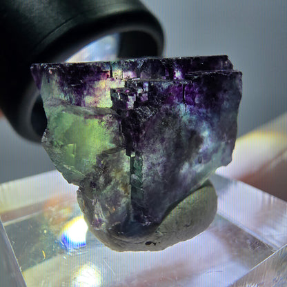 Phantom Fluorit Würfel Stufe, grün lila Okorusu, Namibia 21*20*12mm
